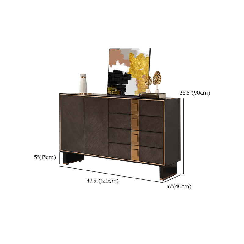 Engineered Wood Sideboard Cabinet 2 Doors Server with Solid Wood Legs