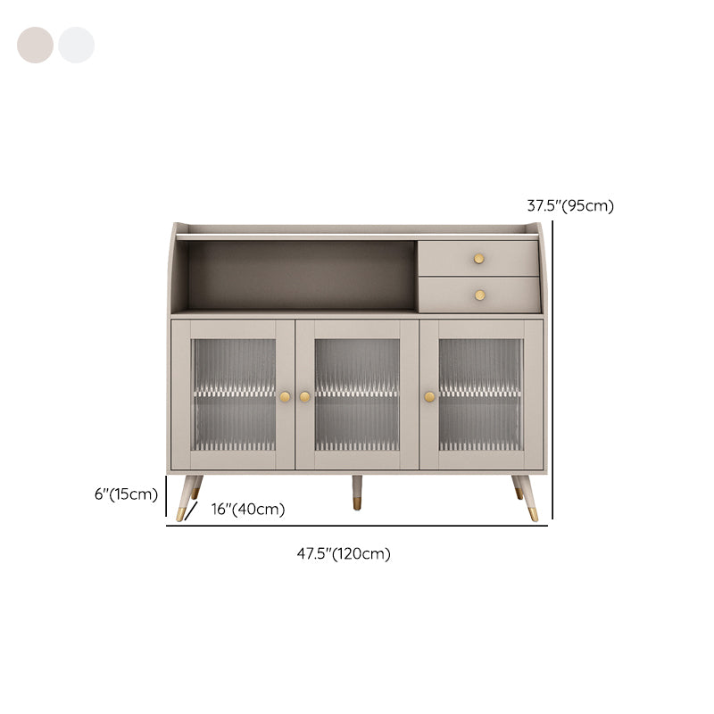 2-drawer Side Board Adjustable Shelving Sintered Stone Server with Glass Door