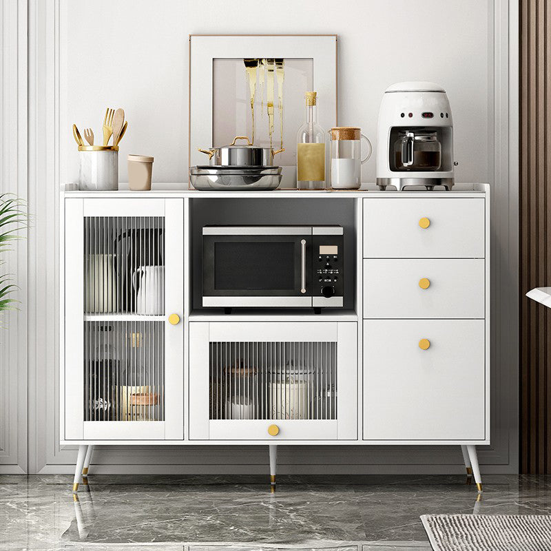 Modern Sintered Stone Sideboard 3-drawer Dining Server with Glass Door