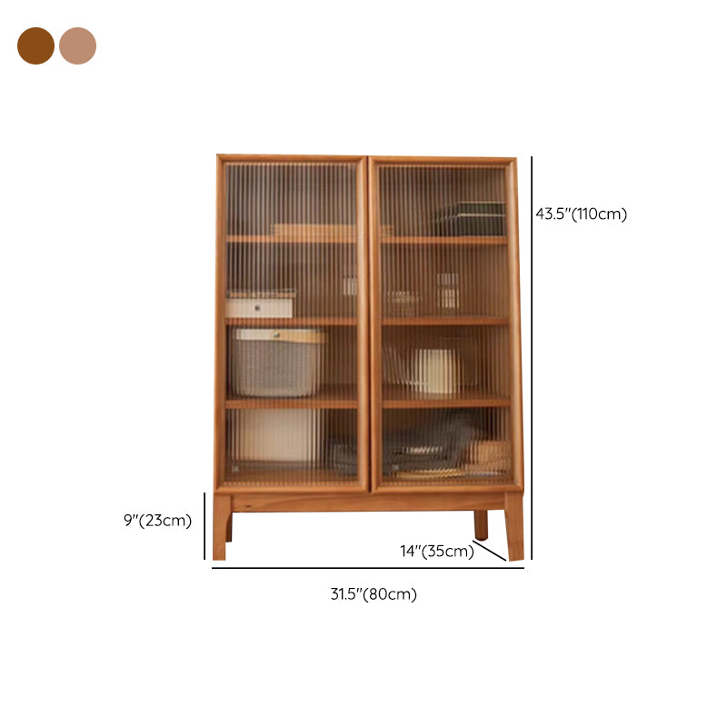 Modern 2 Door Dining Server 43.5"H Pine Solid Wood Sideboard with Glass Door