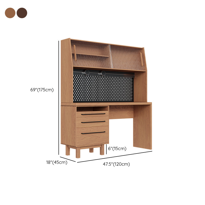 Drawer Dining Server Modern Pine Solid Wood Sideboard with Open Storage