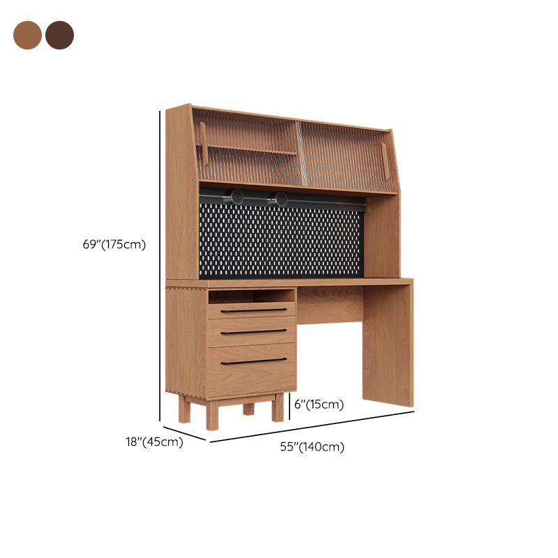 Drawer Dining Server Modern Pine Solid Wood Sideboard with Open Storage