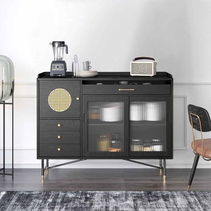 Black Glam Buffet Sideboard Doors Cabinets Drawers Dining Buffet