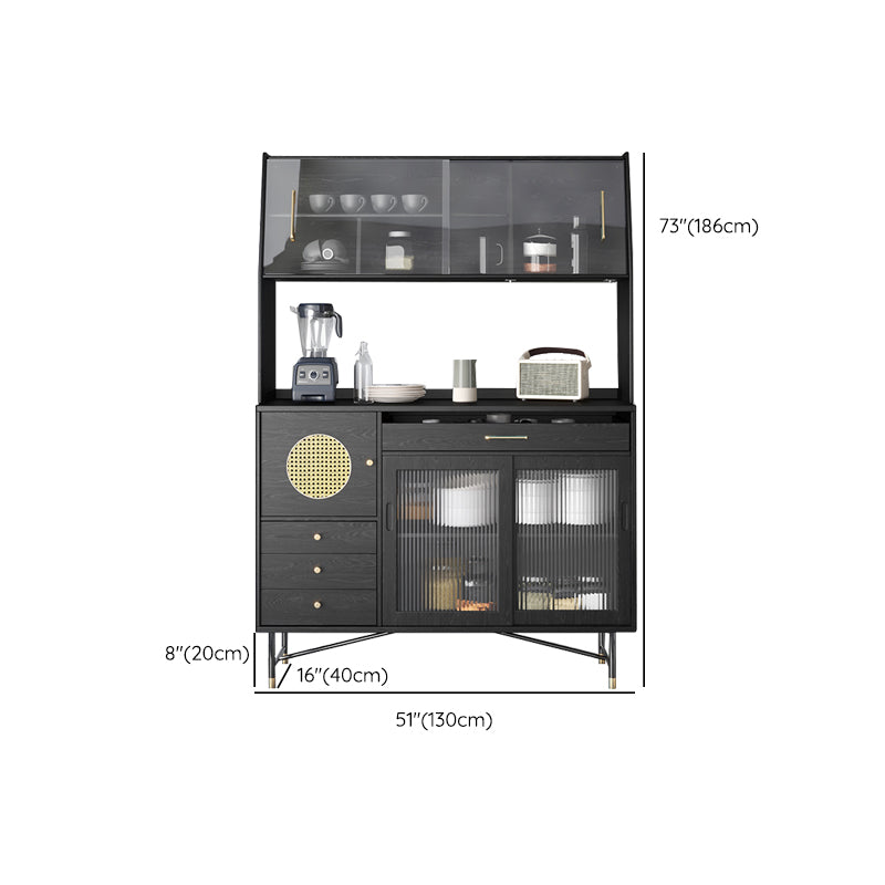 Black Glam Buffet Sideboard Doors Cabinets Drawers Dining Buffet