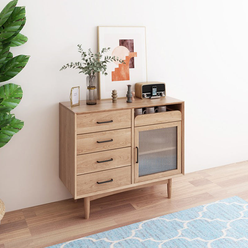 Wooden Sideboard Contemporary Home Side Board with Drawers and Cabinets