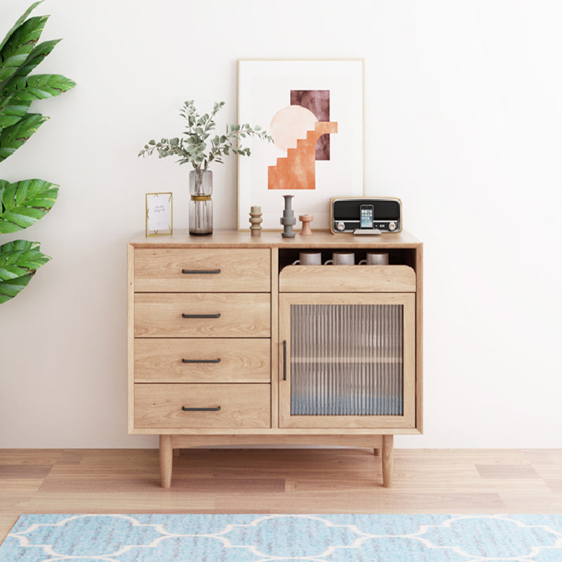 Wooden Sideboard Contemporary Home Side Board with Drawers and Cabinets