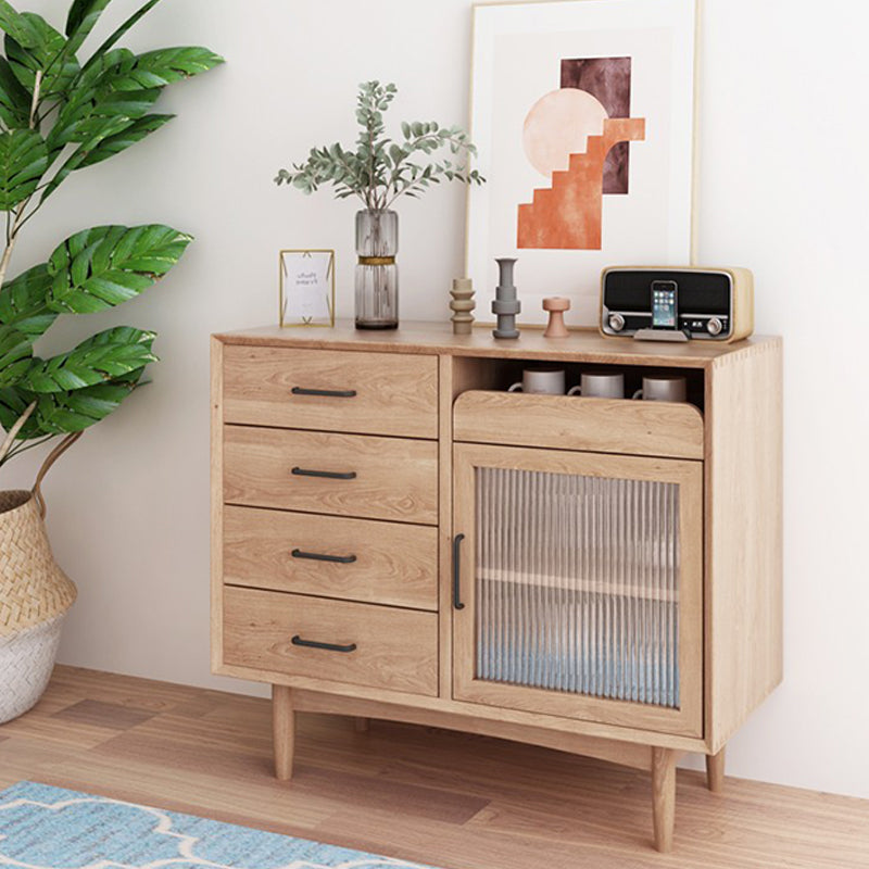 Wooden Sideboard Contemporary Home Side Board with Drawers and Cabinets