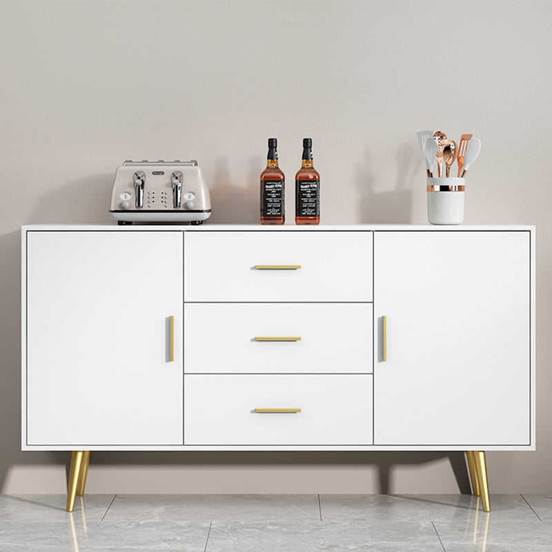 Wooden Sideboard Cabinet Modern Rectangle Home Side Board with Drawers and Doors