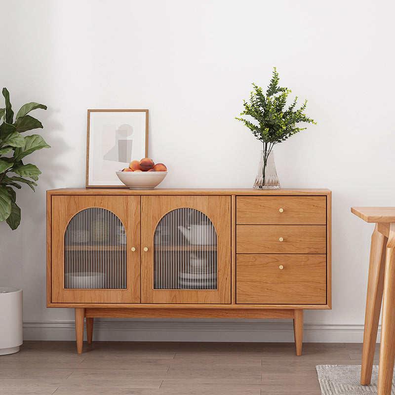 Modern Style Rectangle Storage Sideboard 55"L Wooden Side Board with Drawers and Door