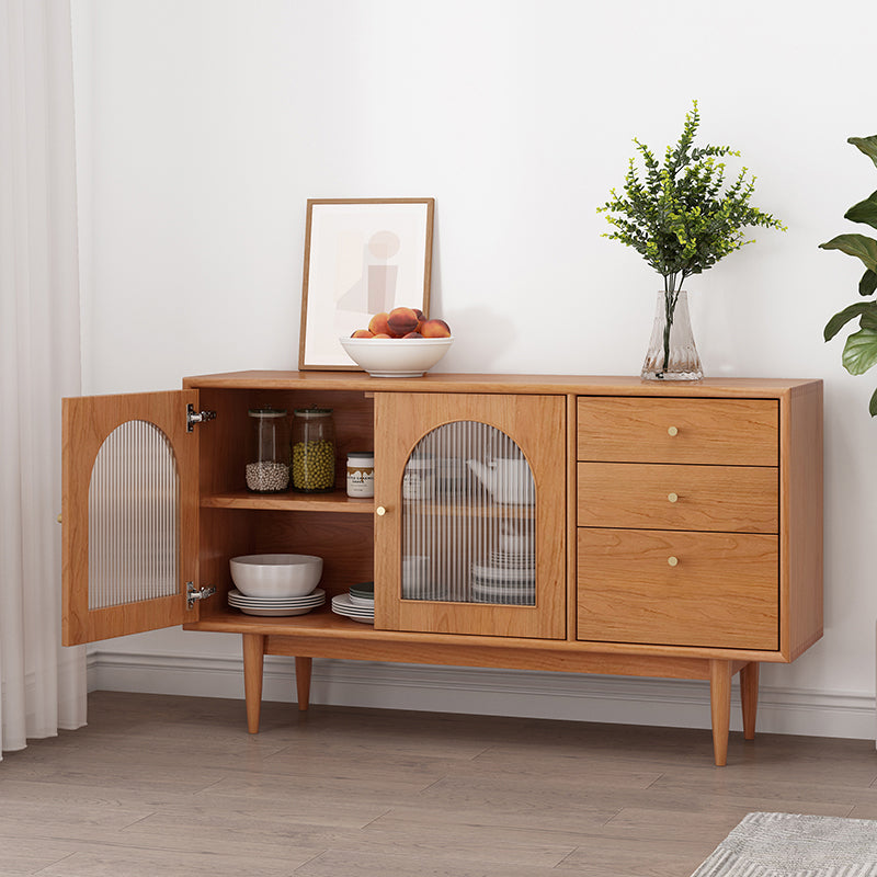 Modern Style Rectangle Storage Sideboard 55"L Wooden Side Board with Drawers and Door