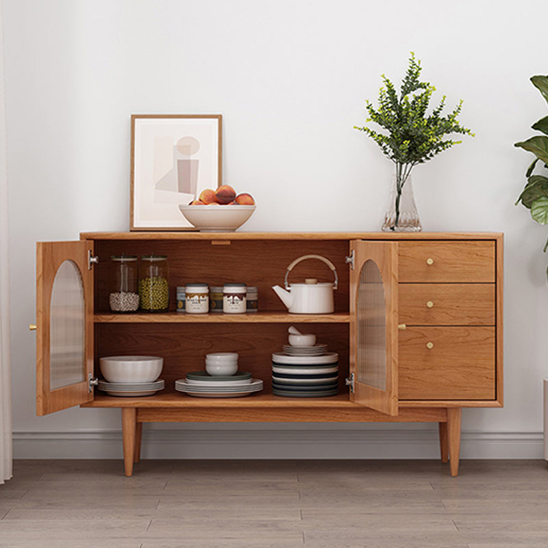 Modern Style Rectangle Storage Sideboard 55"L Wooden Side Board with Drawers and Door