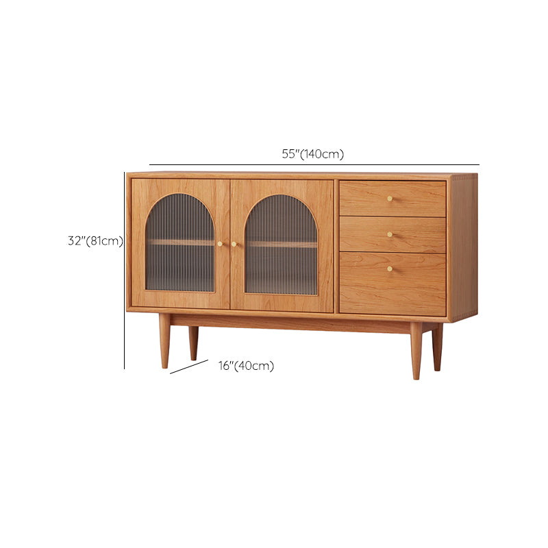 Modern Style Rectangle Storage Sideboard 55"L Wooden Side Board with Drawers and Door