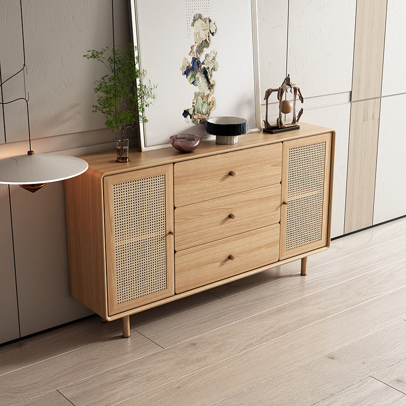 Modern Rectangle Wooden Side Board Home Sideboard Cabinet with Drawers and Doors