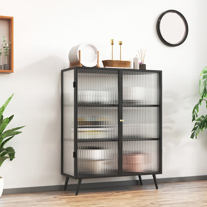 Rectangle Metal Storage Sideboard Contemporary Side Board with Glass Door