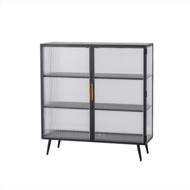 Rectangle Metal Storage Sideboard Contemporary Side Board with Glass Door