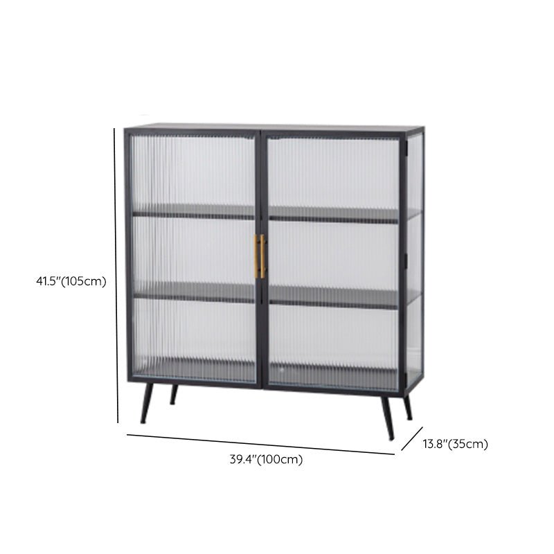 Rectangle Metal Storage Sideboard Contemporary Side Board with Glass Door