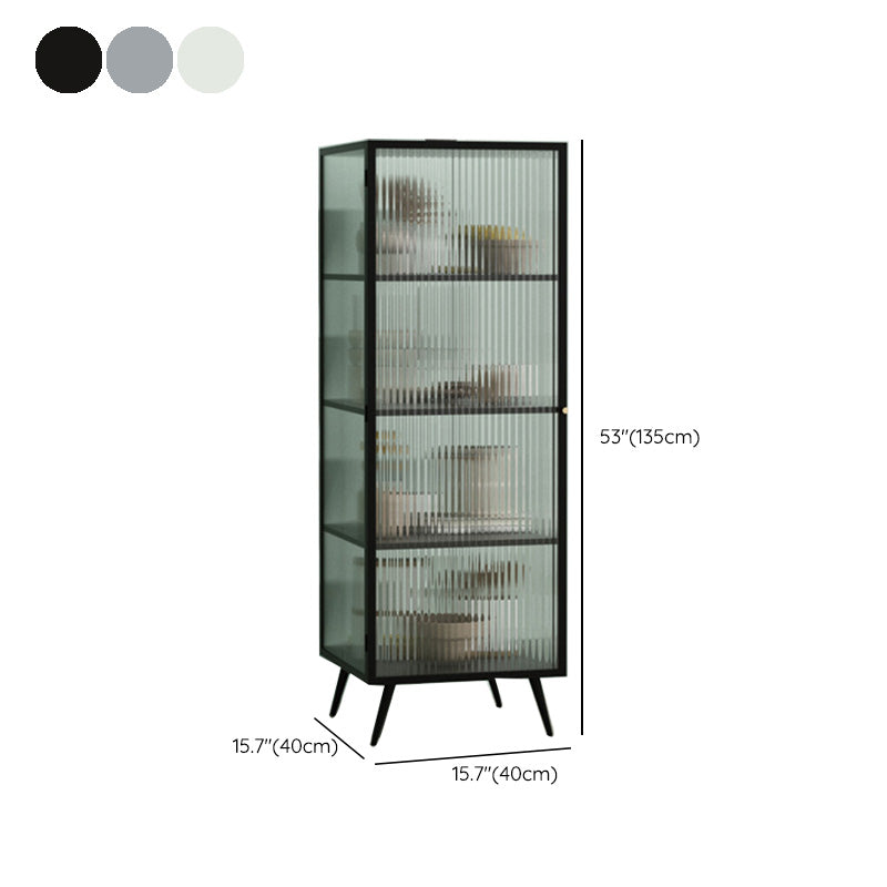 Metal and Glass Side Board 53"H Modern Minimalist Home Rectangular Sideboard with Door