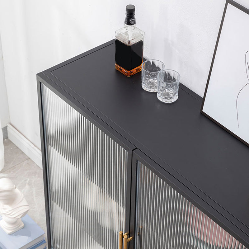 Modern Metal Sideboard Cabinet Home Storage Sideboard with Glass Door