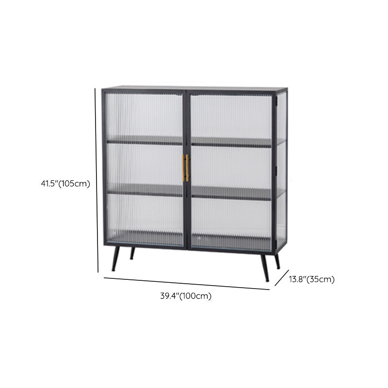 Modern Metal Sideboard Cabinet Home Storage Sideboard with Glass Door