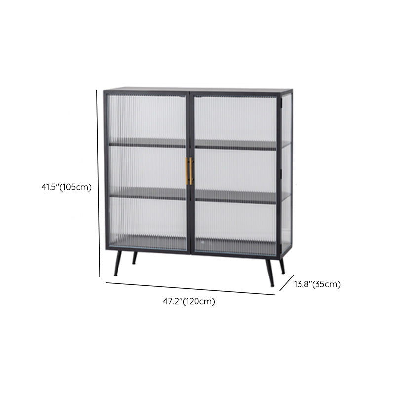 Modern Metal Sideboard Cabinet Home Storage Sideboard with Glass Door