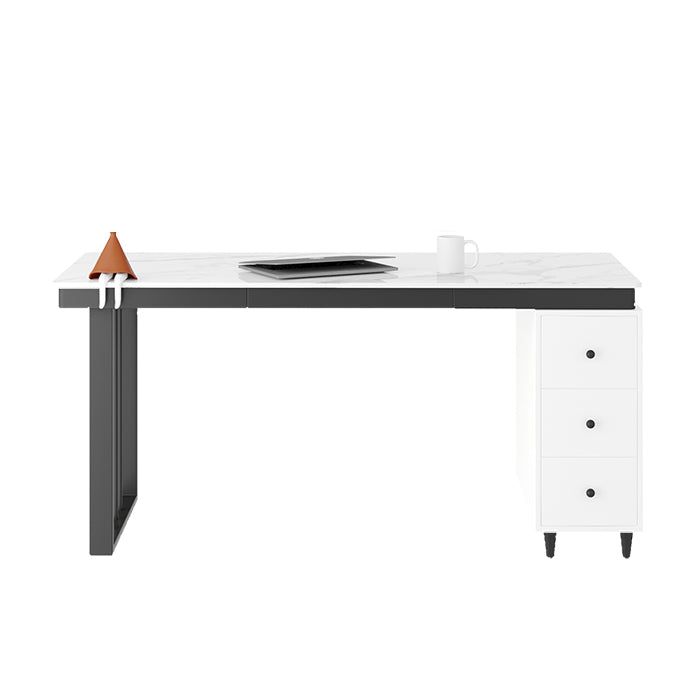 Modern Slate Top Office Desk Home White Writing Desk with Drawers