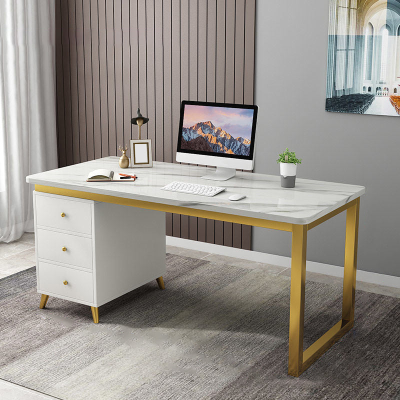 Rectangular 23.6"Wide Office Desk Glam Writing Desk with Drawers