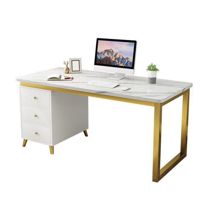 Rectangular 23.6"Wide Office Desk Glam Writing Desk with Drawers