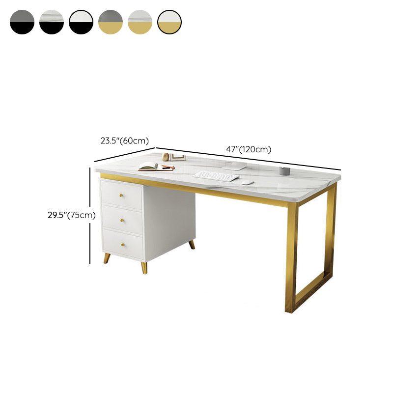 Rectangular 23.6"Wide Office Desk Glam Writing Desk with Drawers