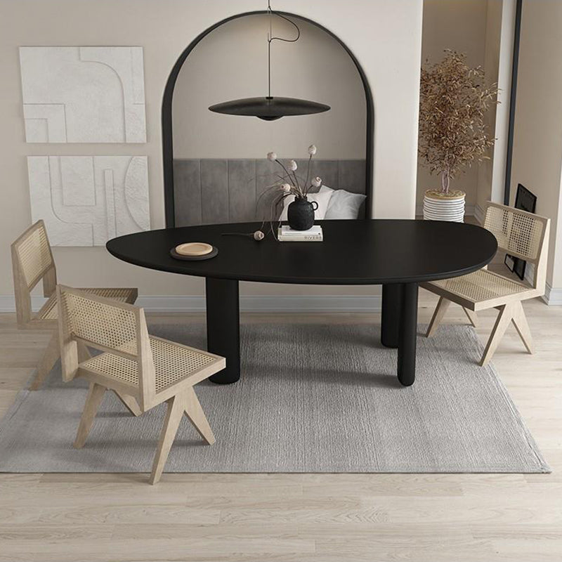 Modern Curved Office Desk Solid Wood Parsons Black Writing Desk