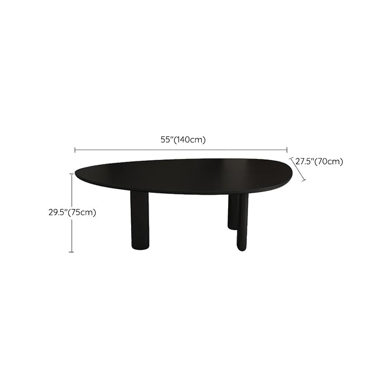 Modern Curved Office Desk Solid Wood Parsons Black Writing Desk