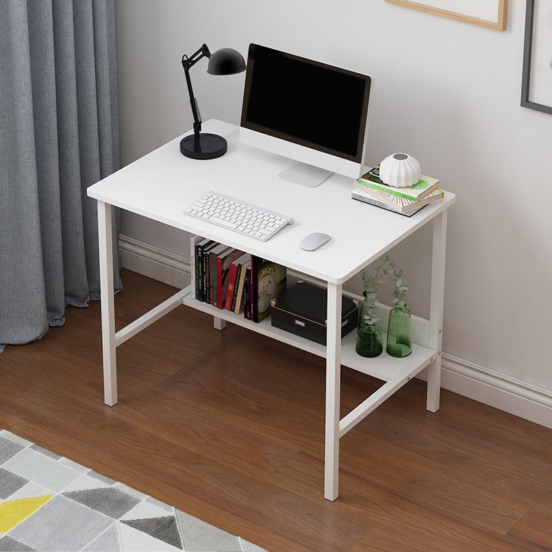 Wooden Rectangular Writing Desk Bedroom Office Desk with Metal Legs