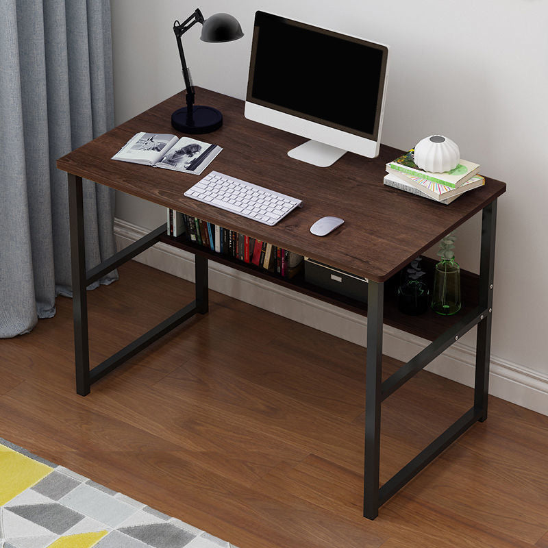 Wooden Rectangular Writing Desk Bedroom Office Desk with Metal Legs