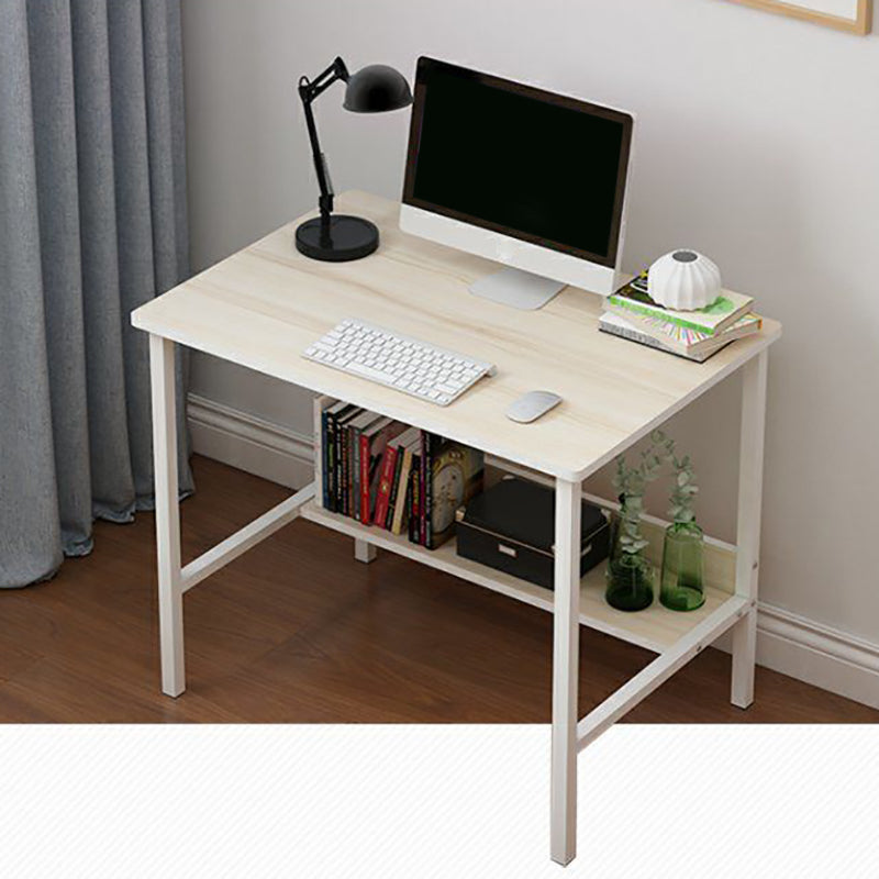 Wooden Rectangular Writing Desk Bedroom Office Desk with Metal Legs