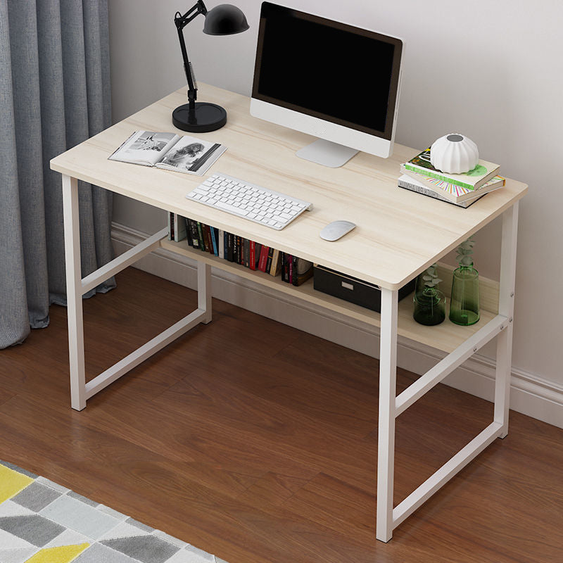 Wooden Rectangular Writing Desk Bedroom Office Desk with Metal Legs