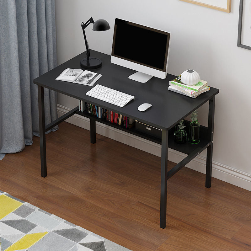 Wooden Rectangular Writing Desk Bedroom Office Desk with Metal Legs