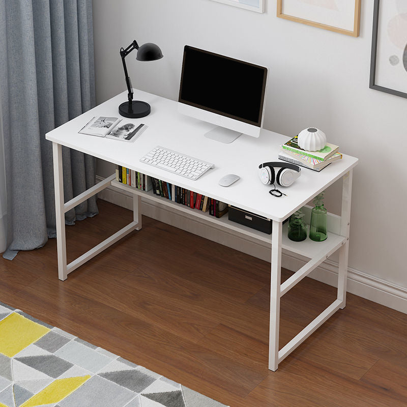 Wooden Rectangular Writing Desk Bedroom Office Desk with Metal Legs