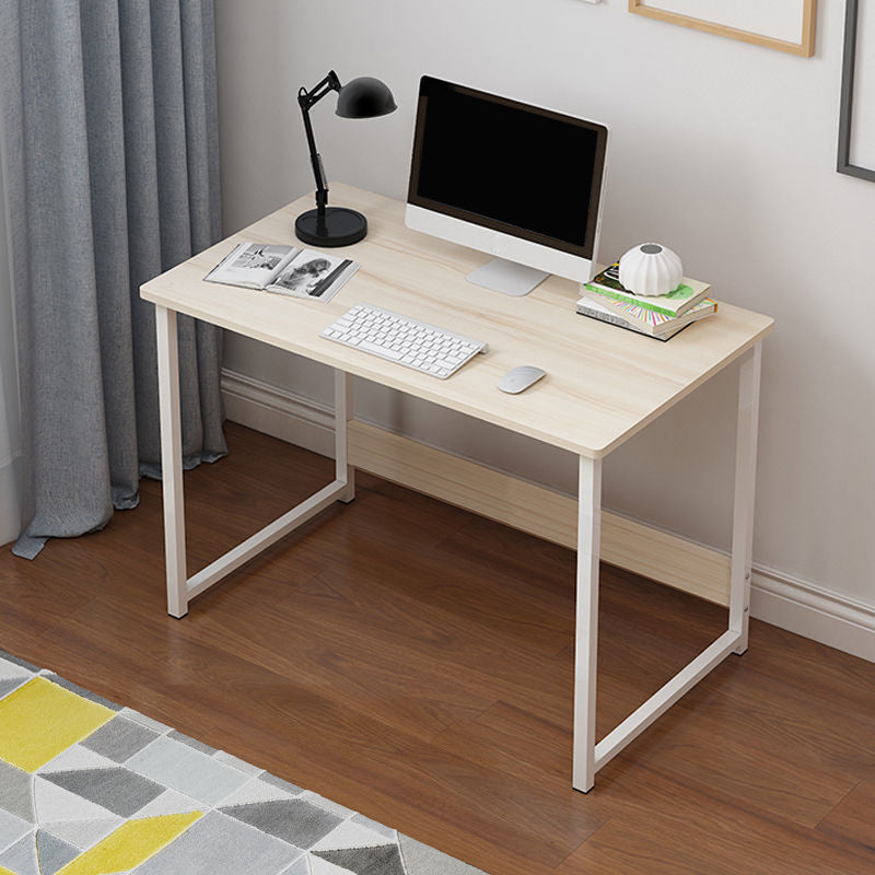 Wooden Rectangular Writing Desk Bedroom Office Desk with Metal Legs