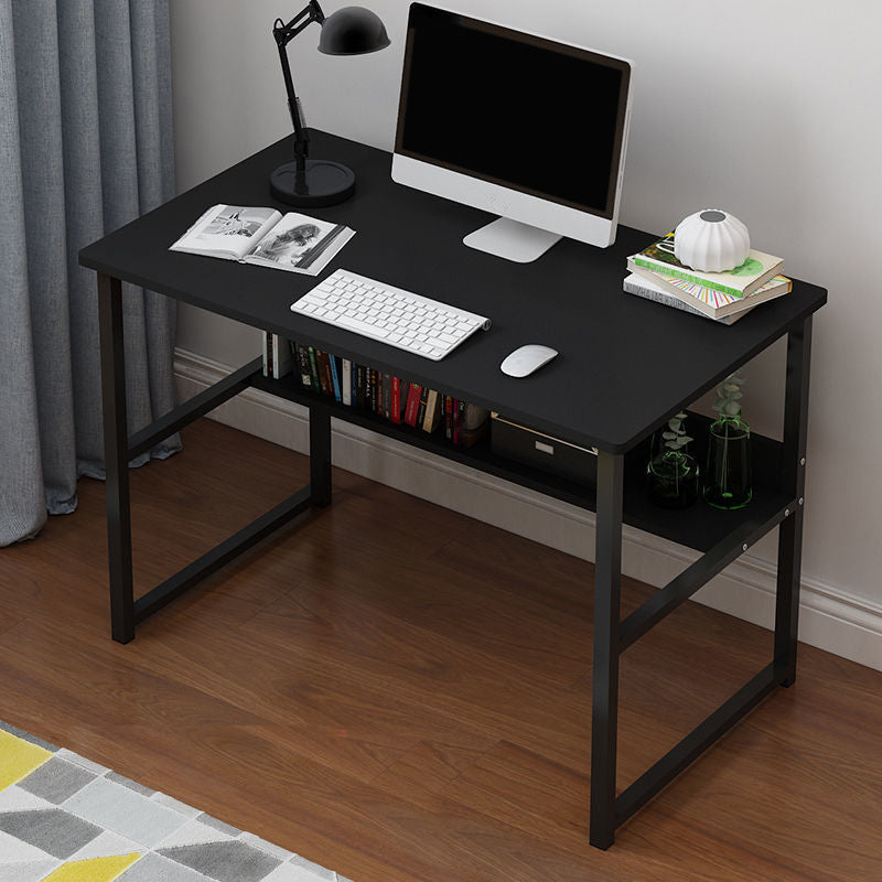 Wooden Rectangular Writing Desk Bedroom Office Desk with Metal Legs