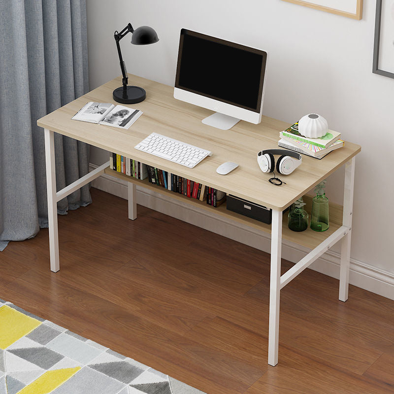 Wooden Rectangular Writing Desk Bedroom Office Desk with Metal Legs