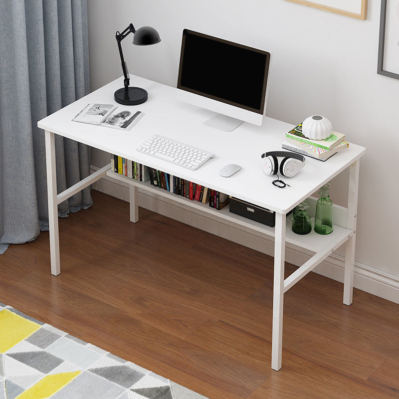 Wooden Rectangular Writing Desk Bedroom Office Desk with Metal Legs