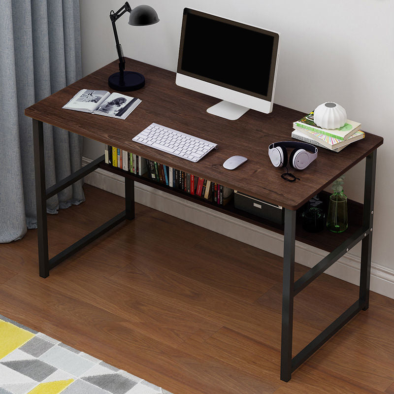 Wooden Rectangular Writing Desk Bedroom Office Desk with Metal Legs