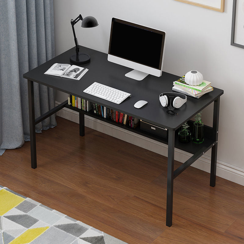 Wooden Rectangular Writing Desk Bedroom Office Desk with Metal Legs