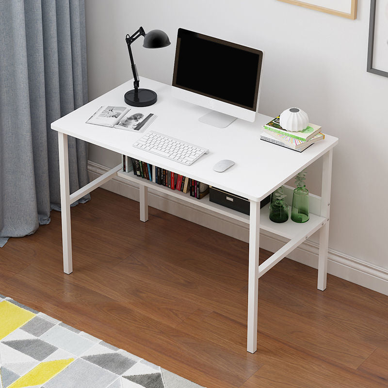 Wooden Rectangular Writing Desk Bedroom Office Desk with Metal Legs