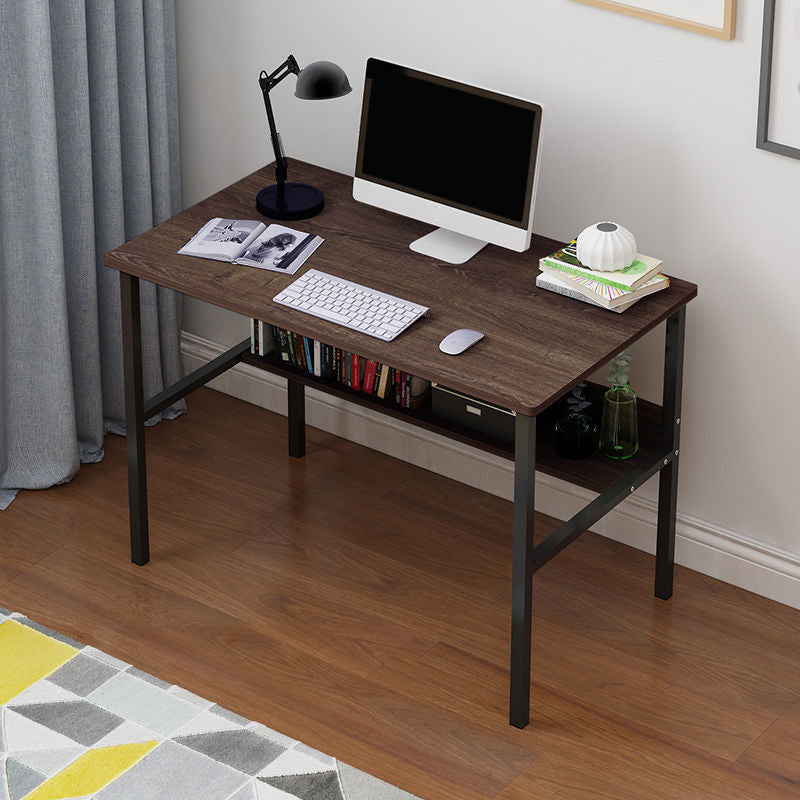 Wooden Rectangular Writing Desk Bedroom Office Desk with Metal Legs