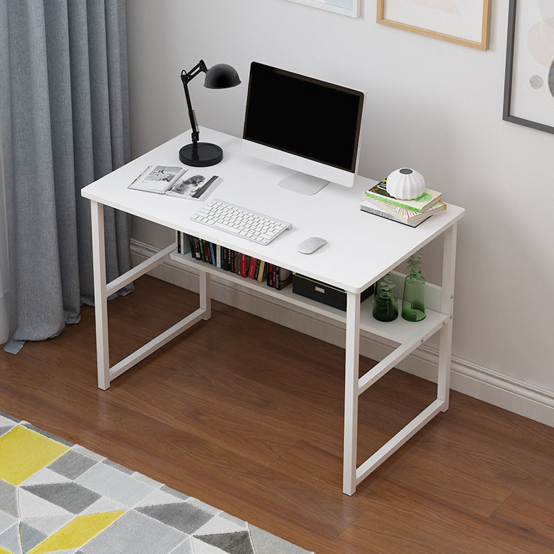 Wooden Rectangular Writing Desk Bedroom Office Desk with Metal Legs