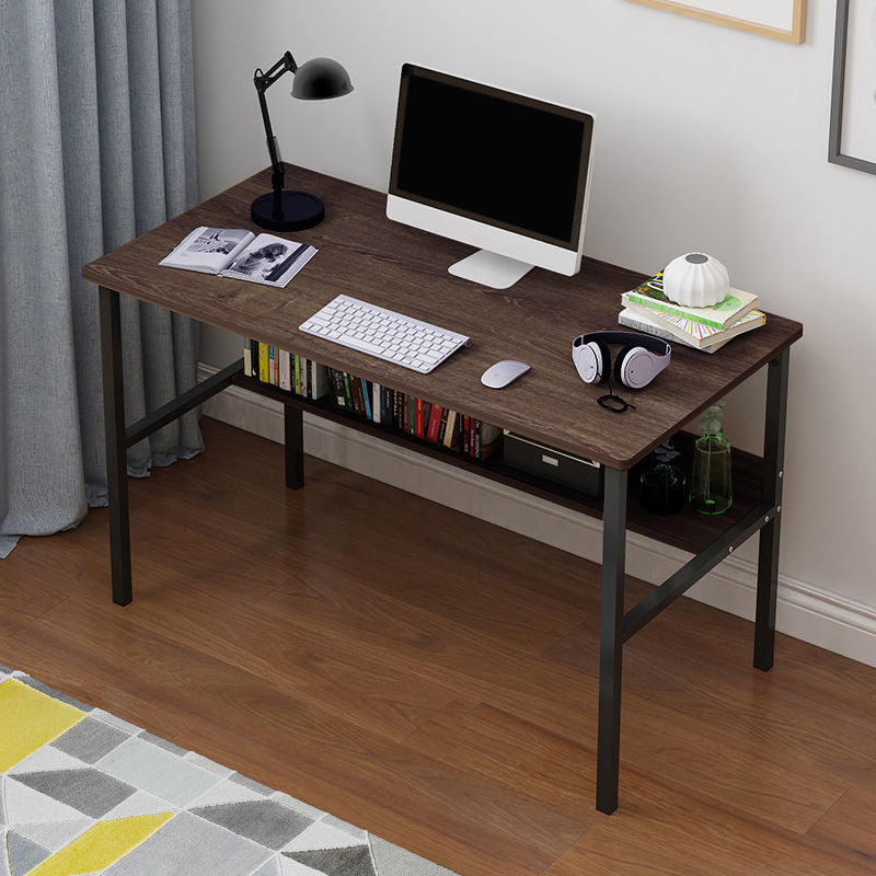 Wooden Rectangular Writing Desk Bedroom Office Desk with Metal Legs