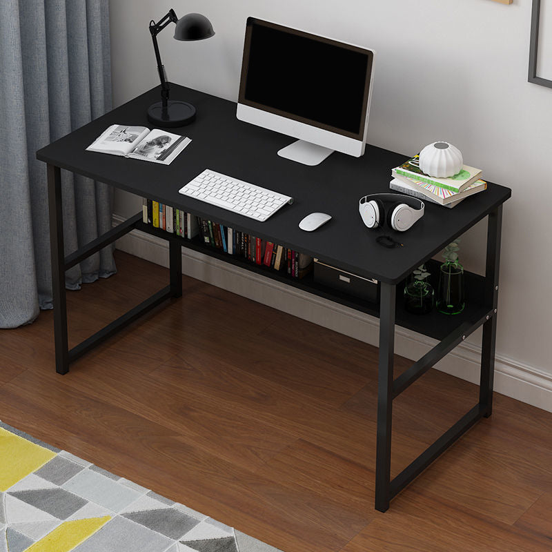 Wooden Rectangular Writing Desk Bedroom Office Desk with Metal Legs