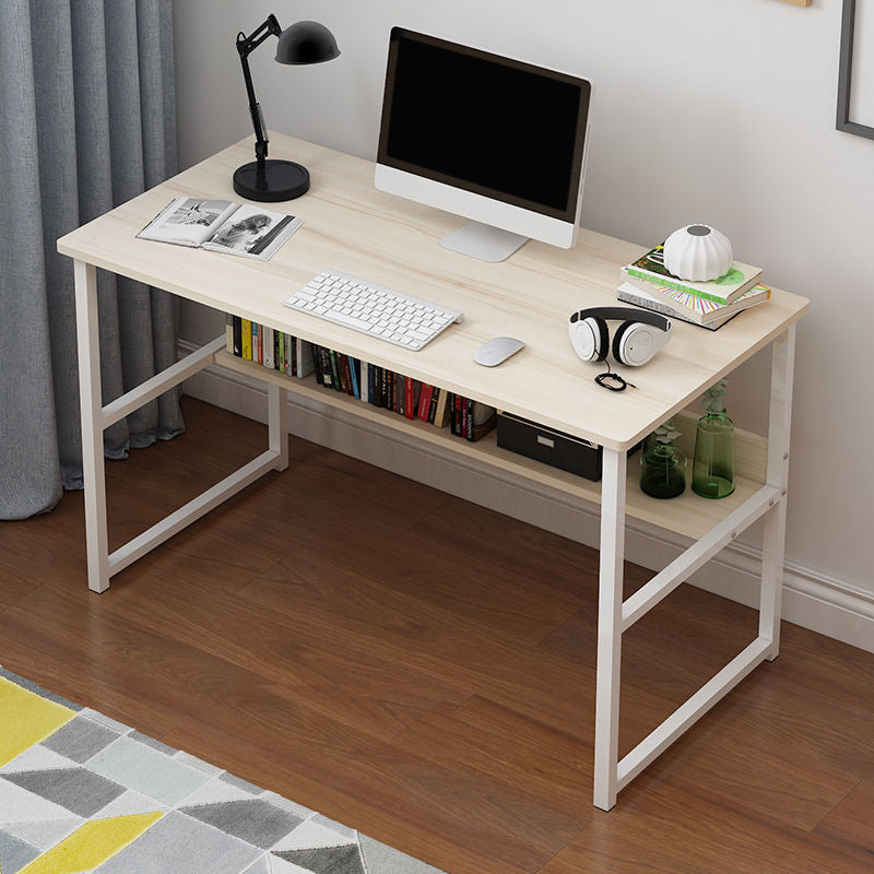 Wooden Rectangular Writing Desk Bedroom Office Desk with Metal Legs