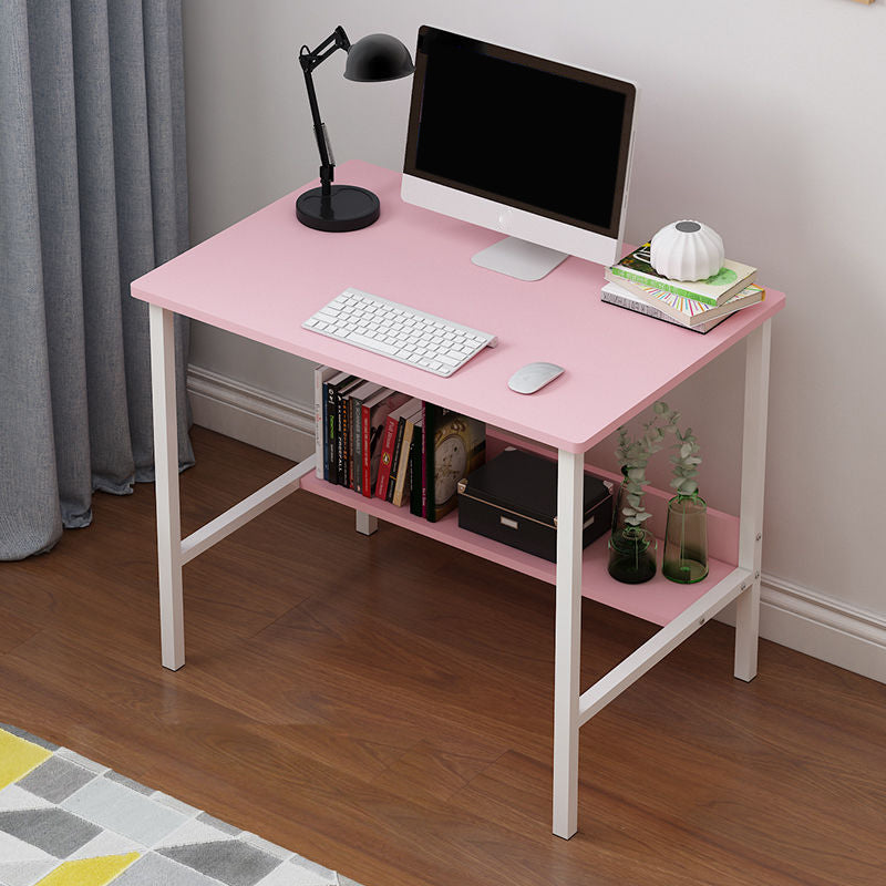 Wooden Rectangular Writing Desk Bedroom Office Desk with Metal Legs