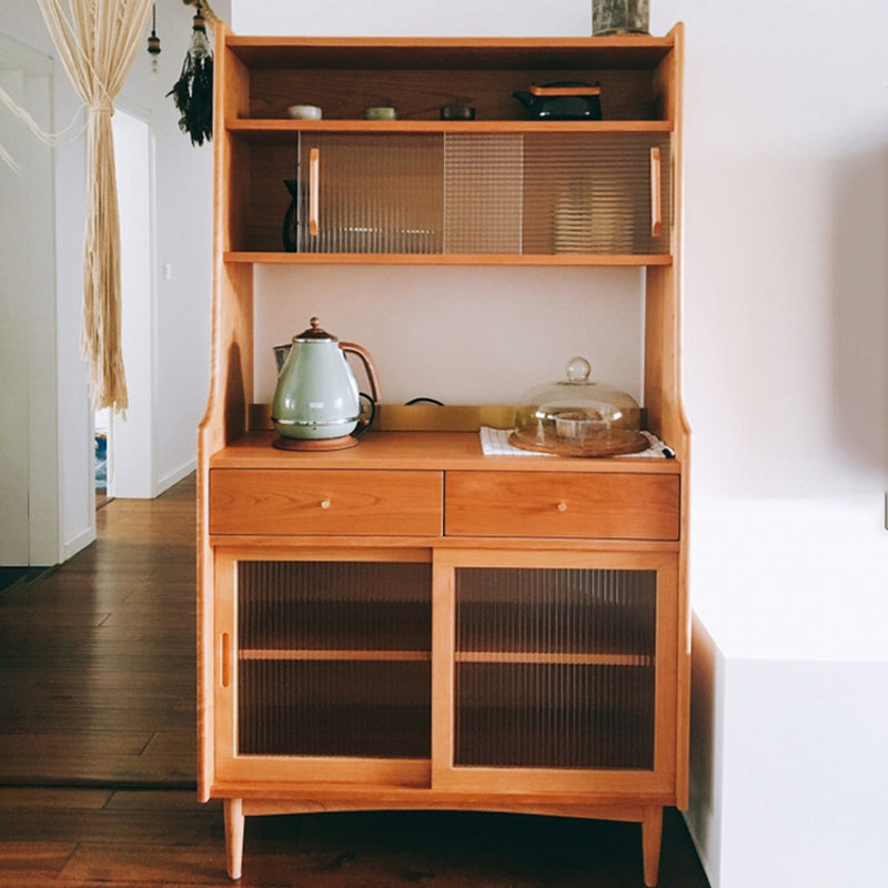 Modern Display Hutch Buffet Glass Door Hutch Cabinet for Dining Room